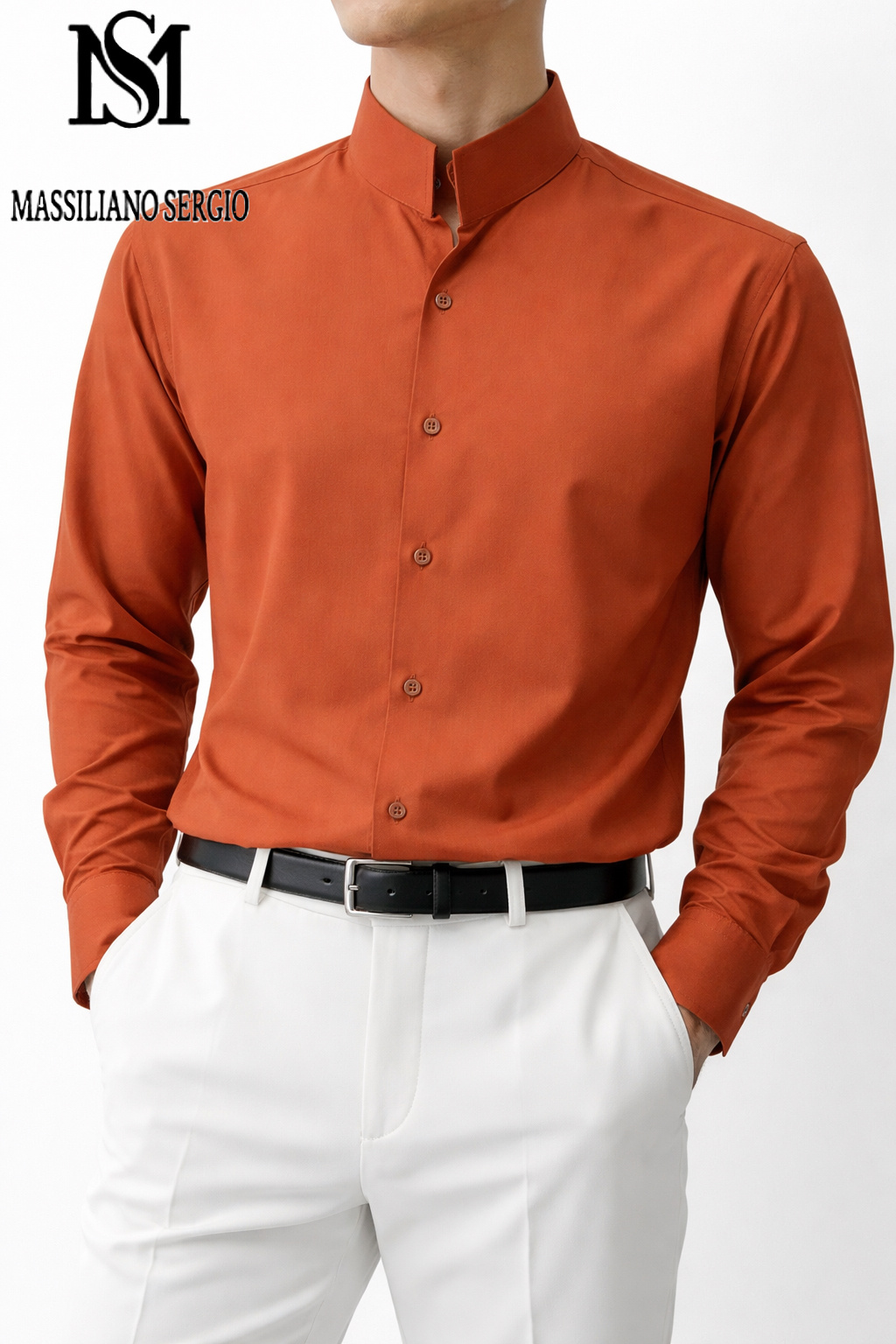 Mayorista Massiliano Sergio - Camisa con cuello de tulipán Massiliano Sergio