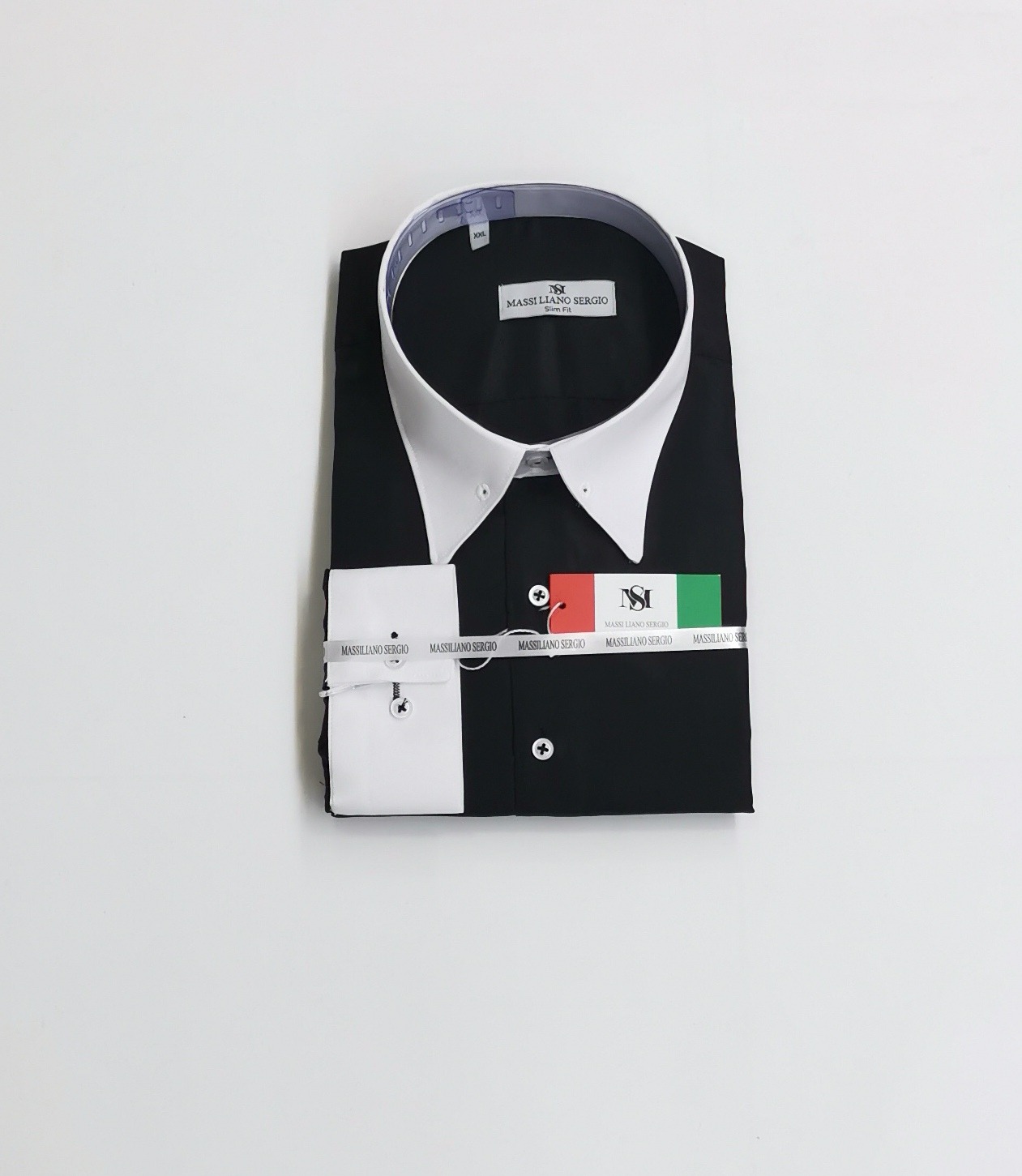 Grossista Massiliano Sergio - Camicia con colletto inglese con barretta
