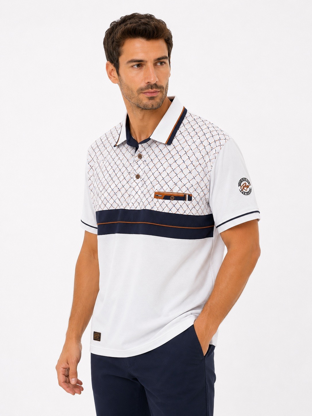 Grossista MAXWAY - Polo con fantasia frontale a contrasto