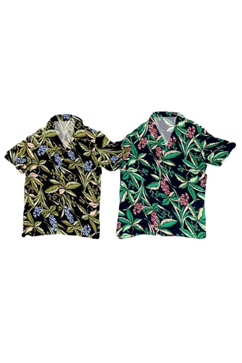 Grossiste Mentex Homme - Chemise rayonne vegetation manches courtes
