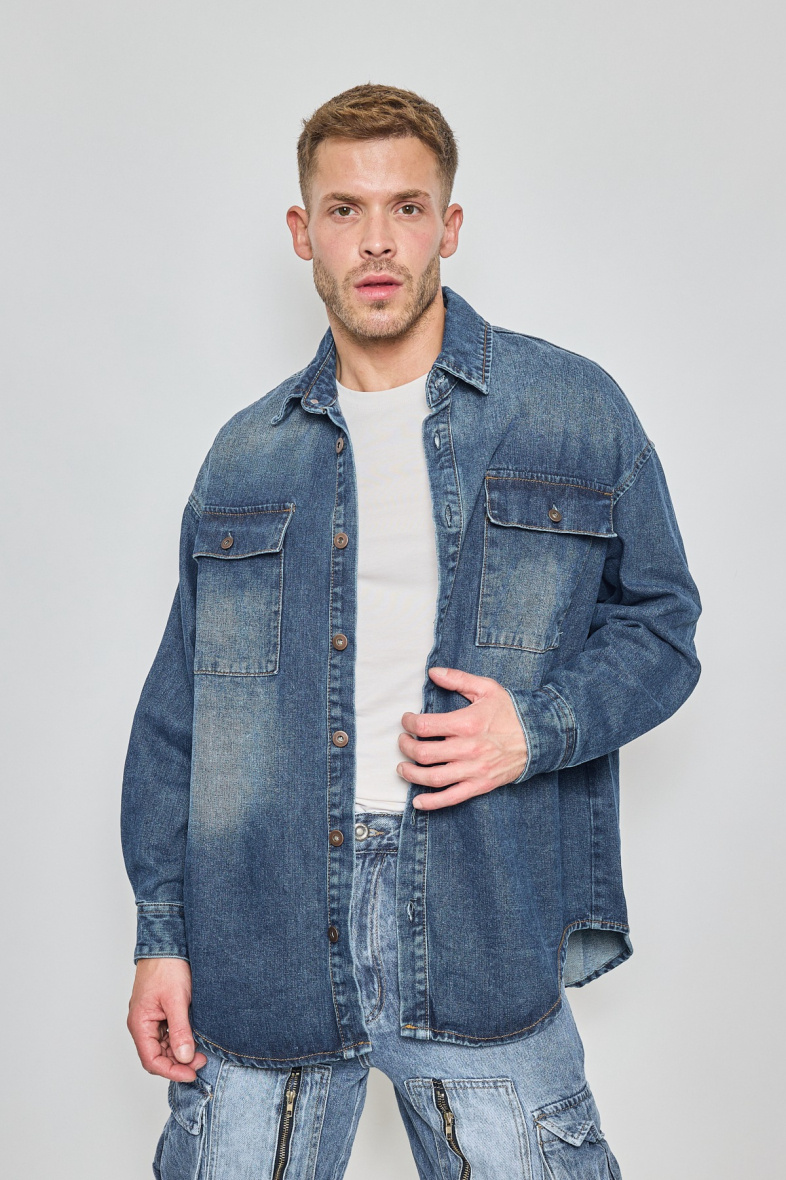 Wholesaler Mentex Homme - Cotton denim overshirts with chest pockets