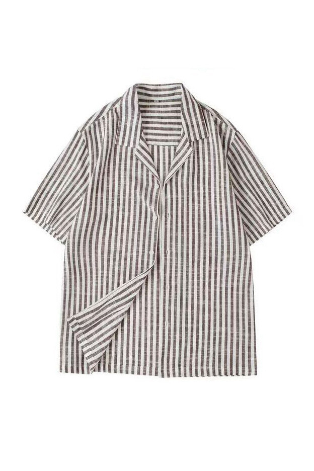 Grossiste Mentex Homme - CHEMISE LIN MANCHES COURTES HOMME EFFET RAYURE