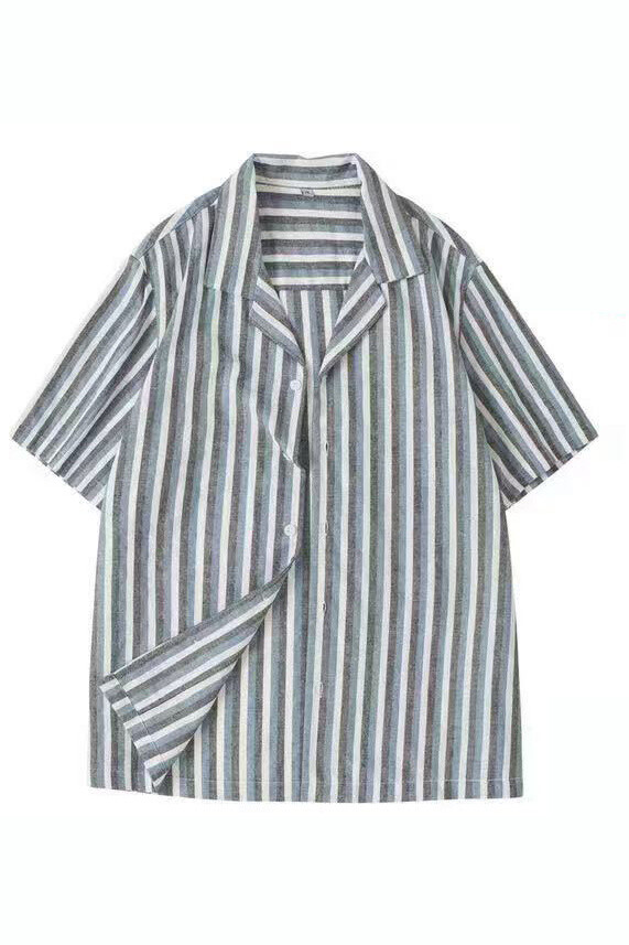 Wholesaler Mentex Homme - Men's short-sleeved tricolor striped shirt
