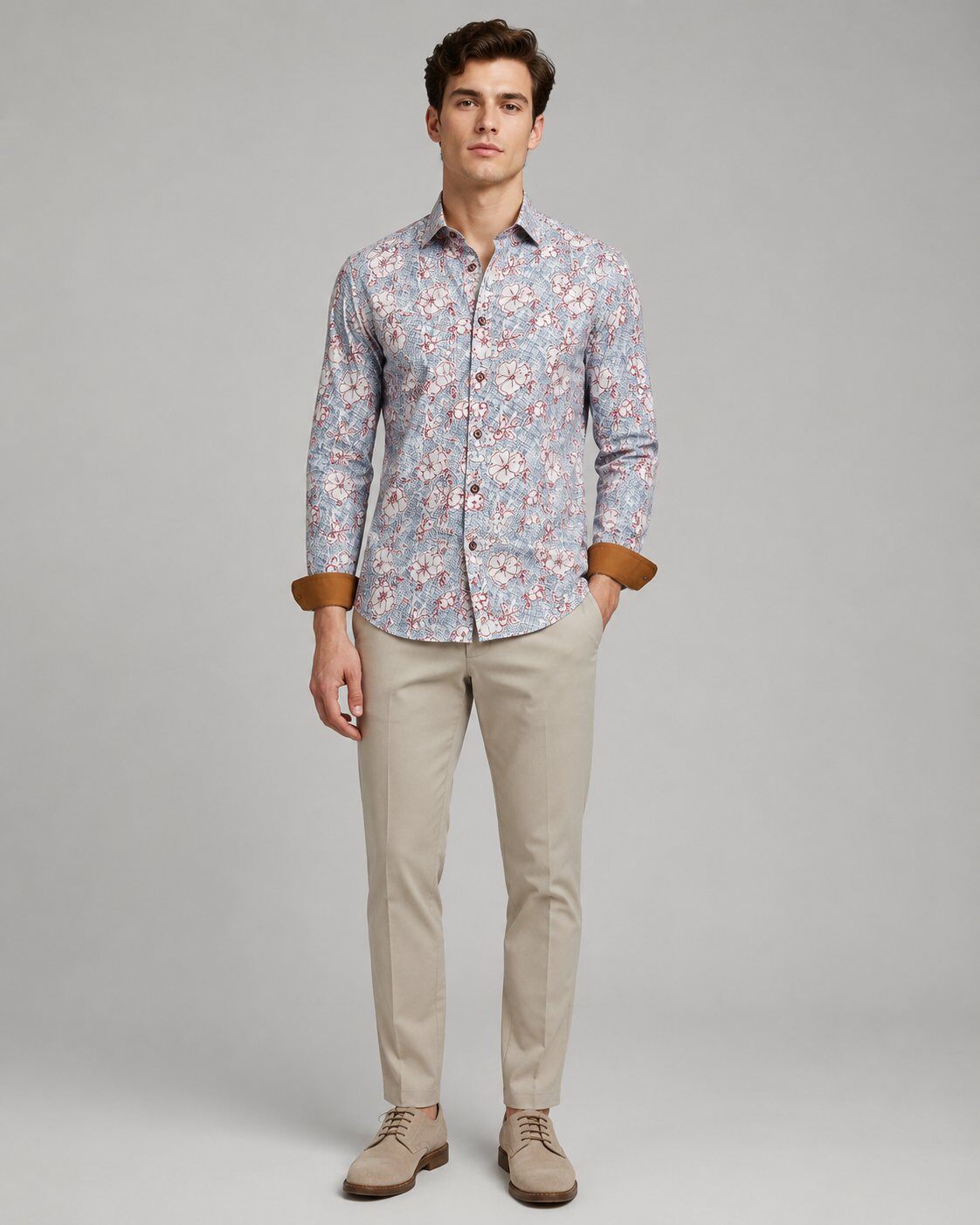 Großhändler Mentex Homme - Herrenbluse mit Blumenmuster