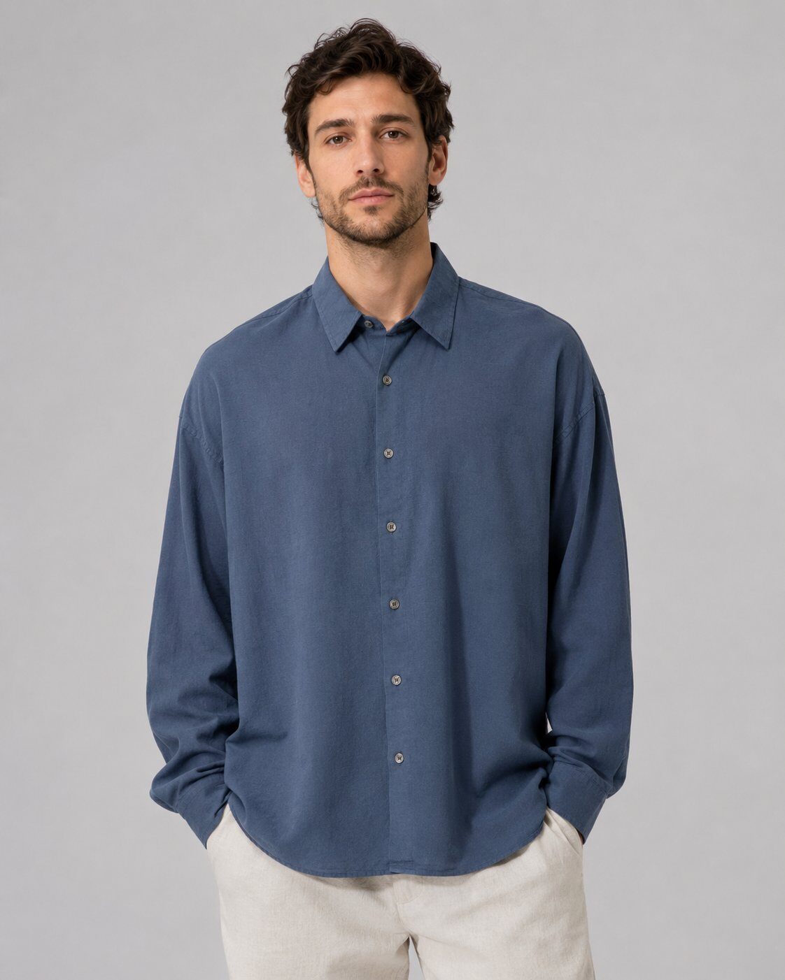 Grossista Mentex Homme - Camicia Eleganza Fluida Blu Marino