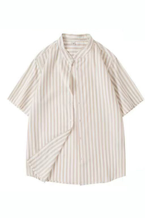 Wholesaler Mentex Homme - Men's shirt with striped pattern, officer collar, short sleeves