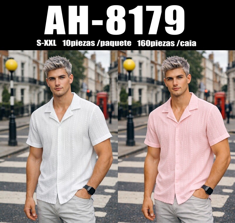 Wholesaler Mentex Homme - Solid short-sleeve shirt with textured pattern