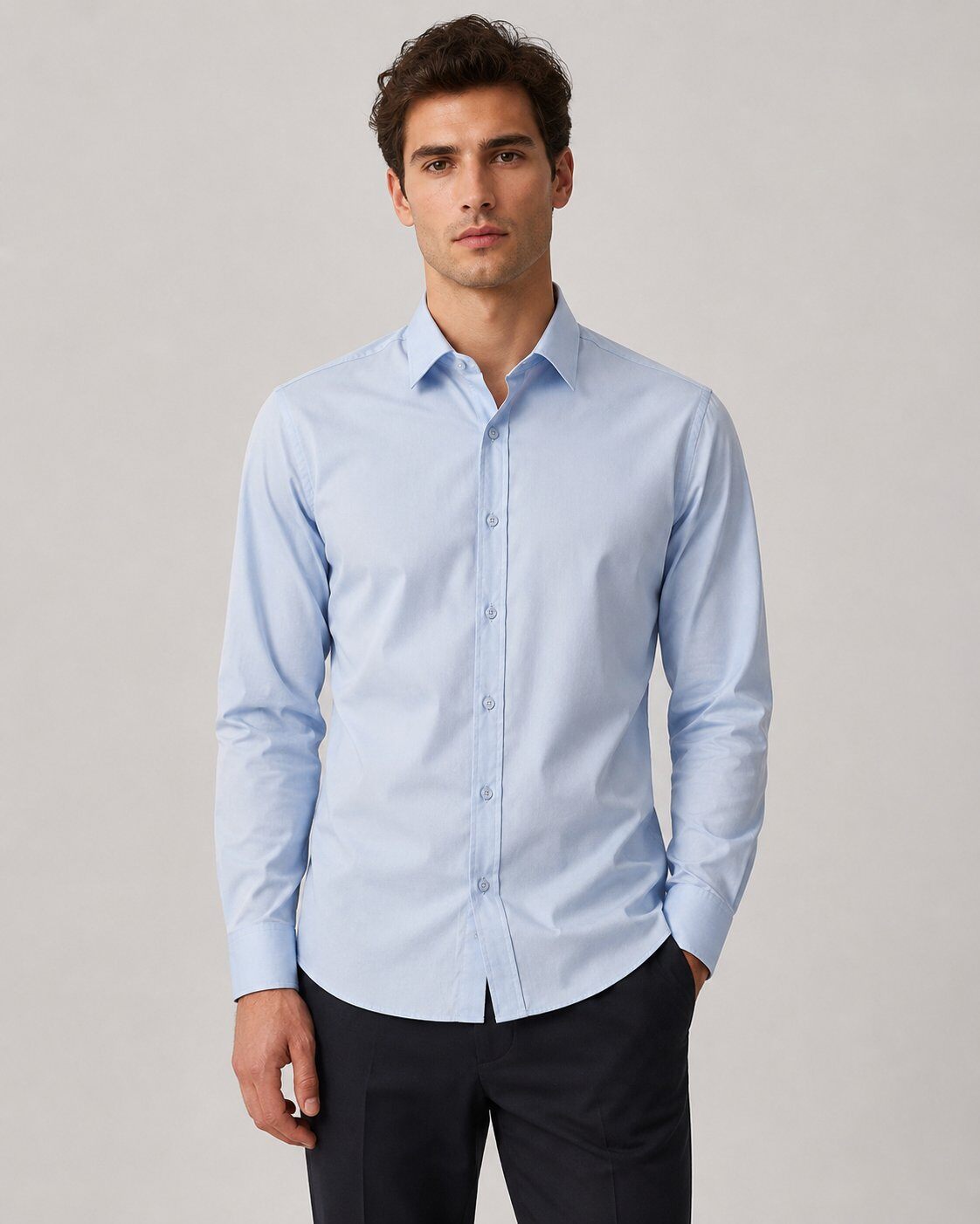 Grossista Mentex Homme - Camicia Aderente Azzurro Chiaro