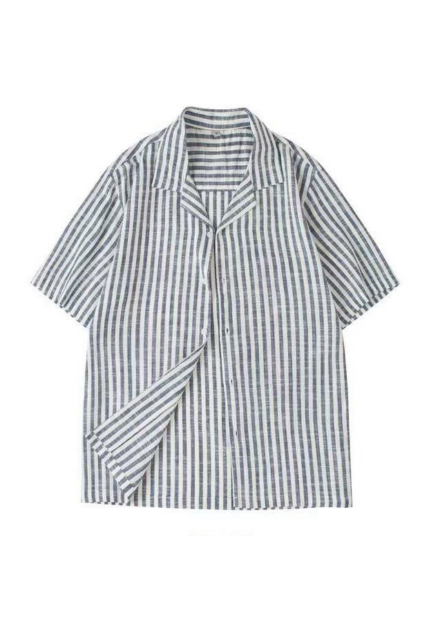 Grossiste Mentex Homme - CHEMISE LIN MANCHES COURTES HOMME EFFET RAYURE