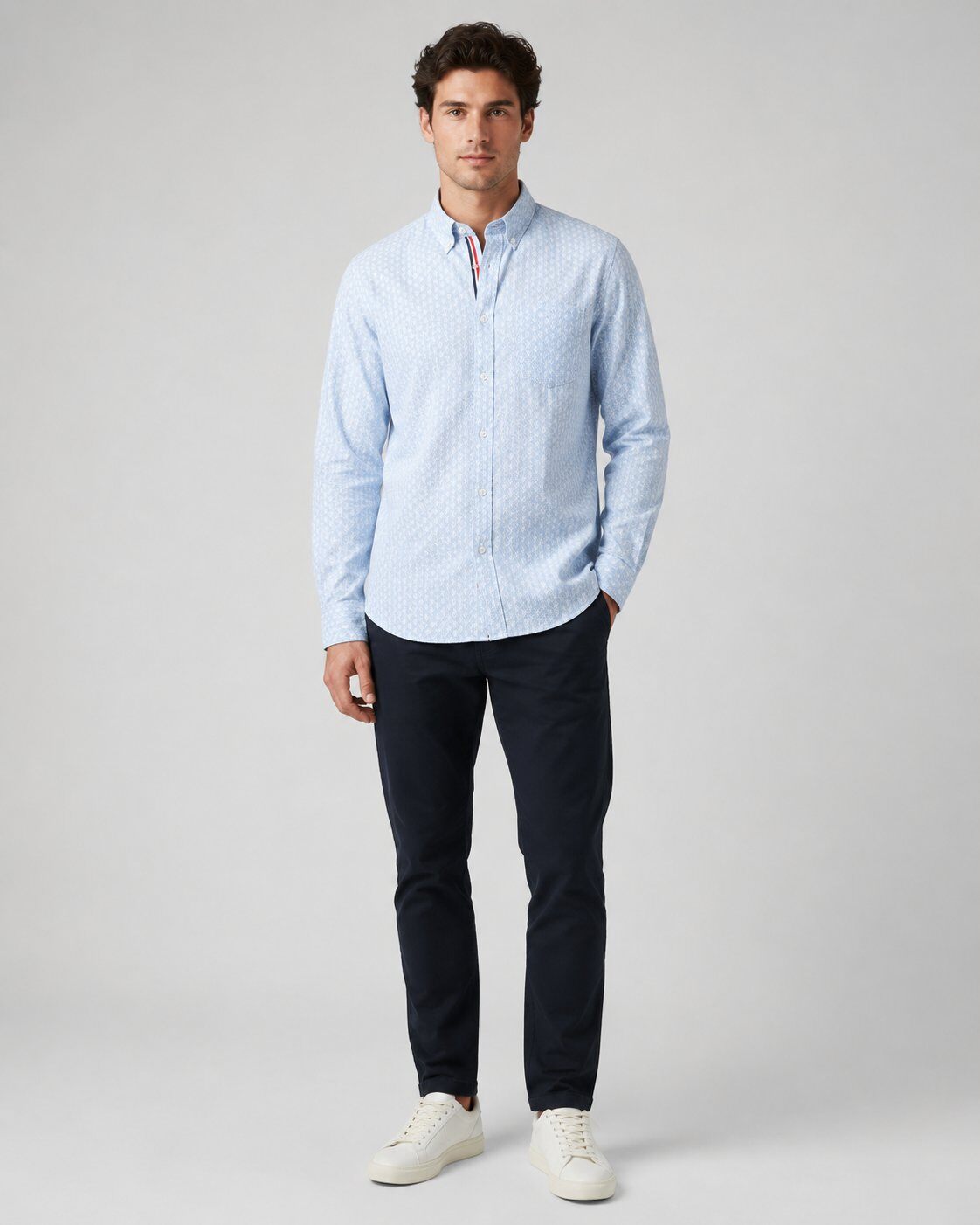 Mayorista Mentex Homme - Camisa Azul Claro con Estampado Chic