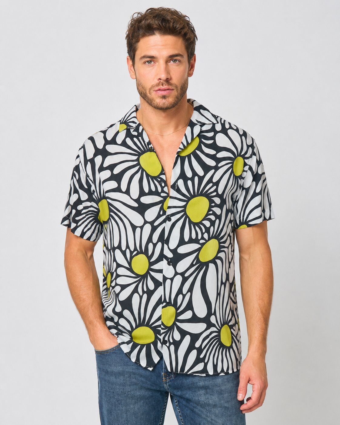 Grossiste Mentex Homme - Chemise Floral Noir Summer