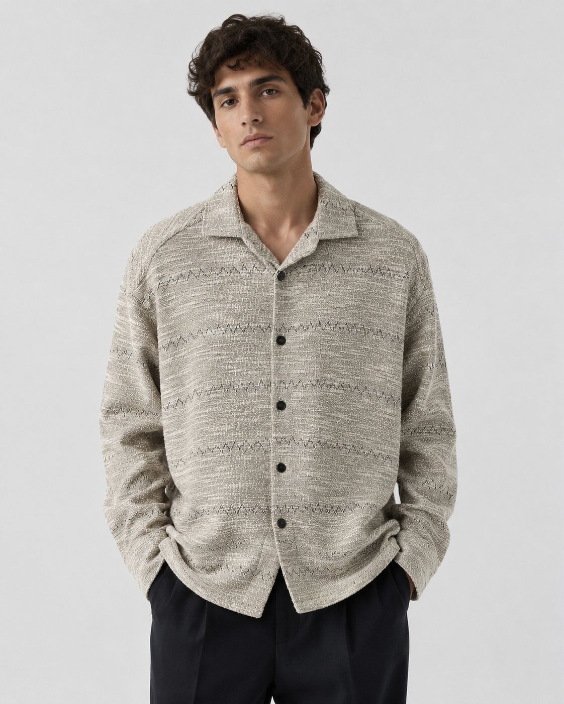 Grossista Mentex Homme - Camicia Beige Testurizzata Elegante