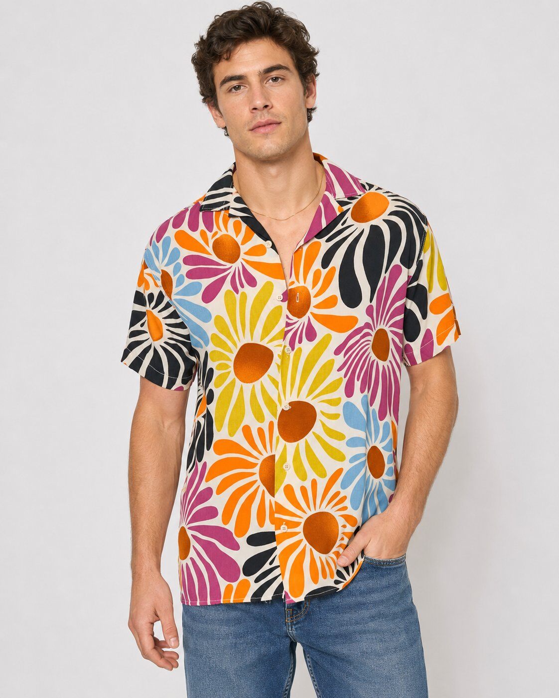 Grossista Mentex Homme - Camicia Floreale Multicolore