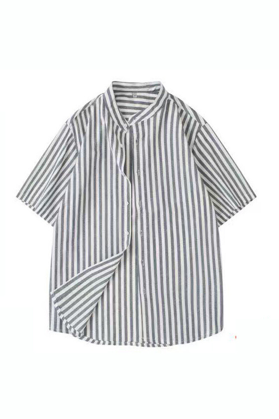 Wholesaler Mentex Homme - Men's shirt with striped pattern, officer collar, short sleeves