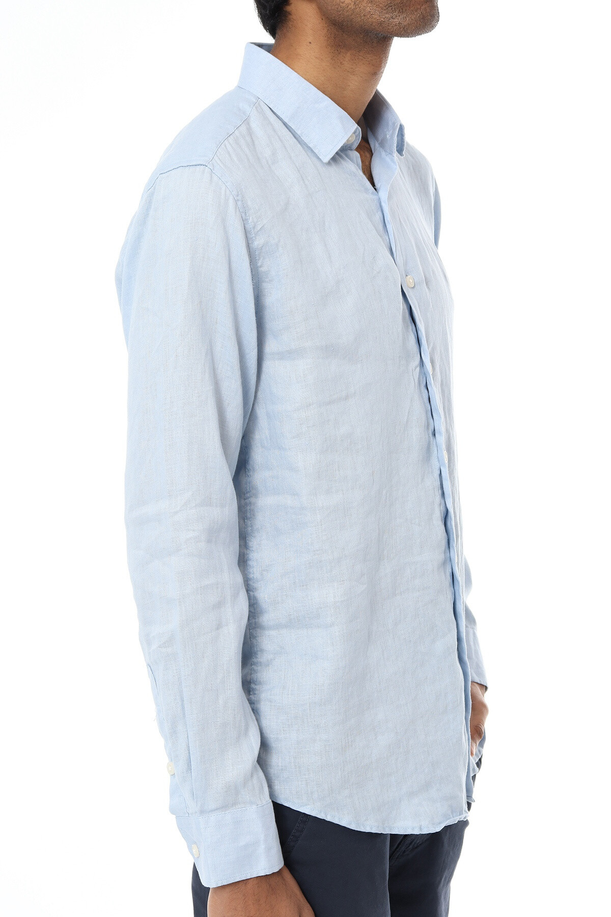 Wholesaler Mentex Homme - Men's plain long-sleeved shirt cotton linen