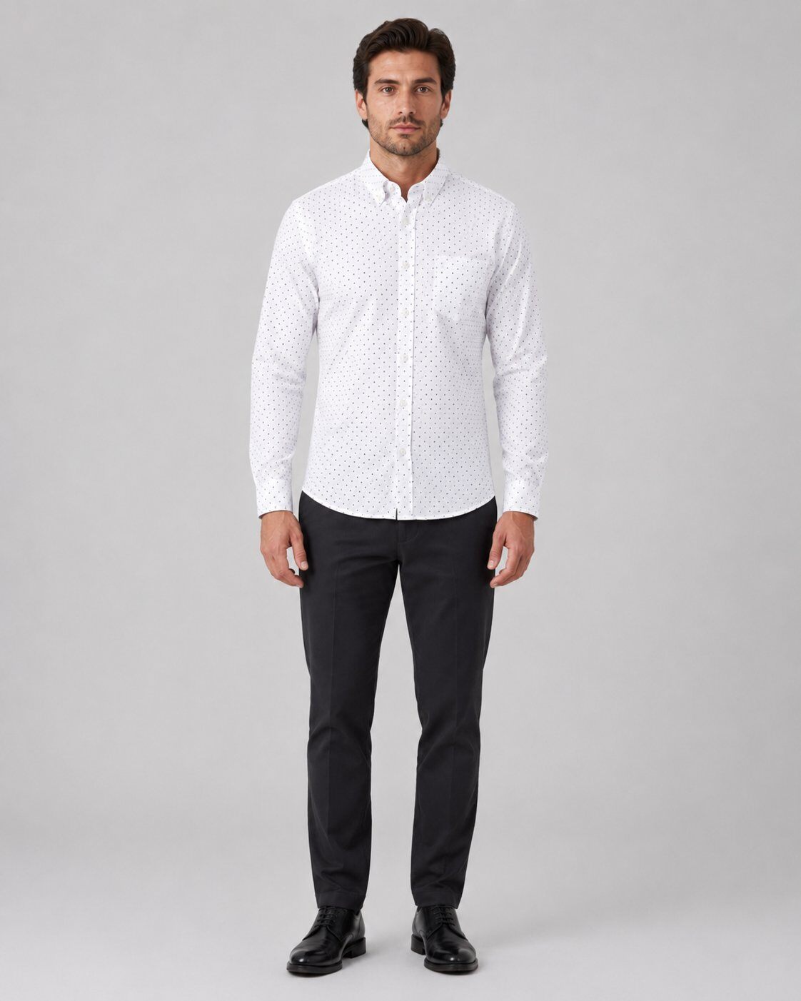 Großhändler Mentex Homme - Weiße Stretch-Oxford-Hemd