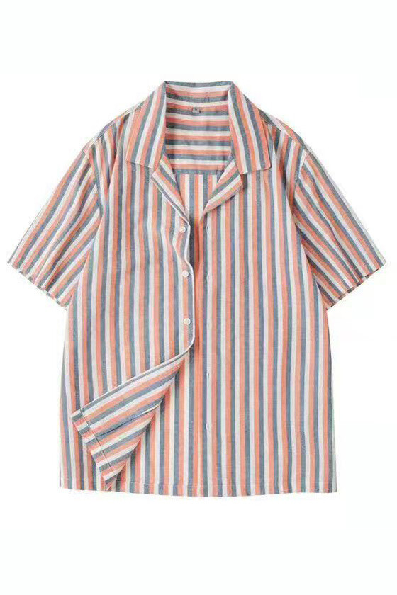 Wholesaler Mentex Homme - Men's short-sleeved shirt with tricolor stripes