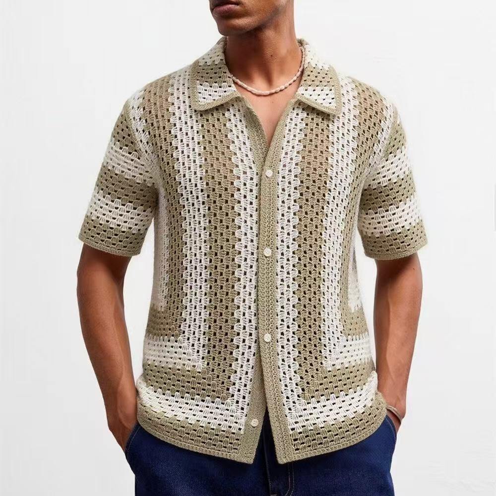 Großhändler Mentex Homme - Kurzärmliges Hemd mit Knopfleiste besticht durch sein Strickgewebe