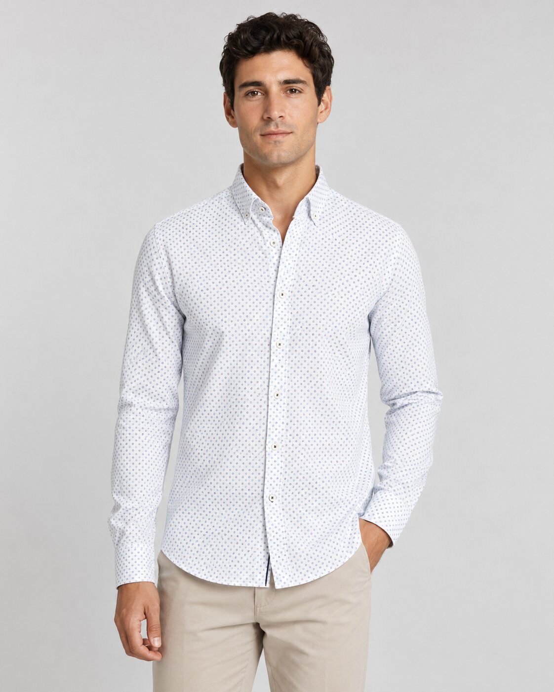 Grossista Mentex Homme - Camicia Bianca con Motivo Classico