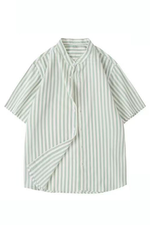 Wholesaler Mentex Homme - Men's shirt with striped pattern, officer collar, short sleeves