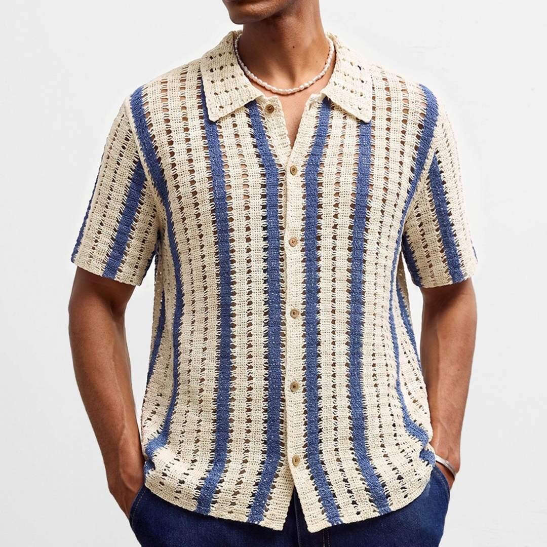 Grossiste Mentex Homme - Chemisette homme en chrochet à motifs géométriques