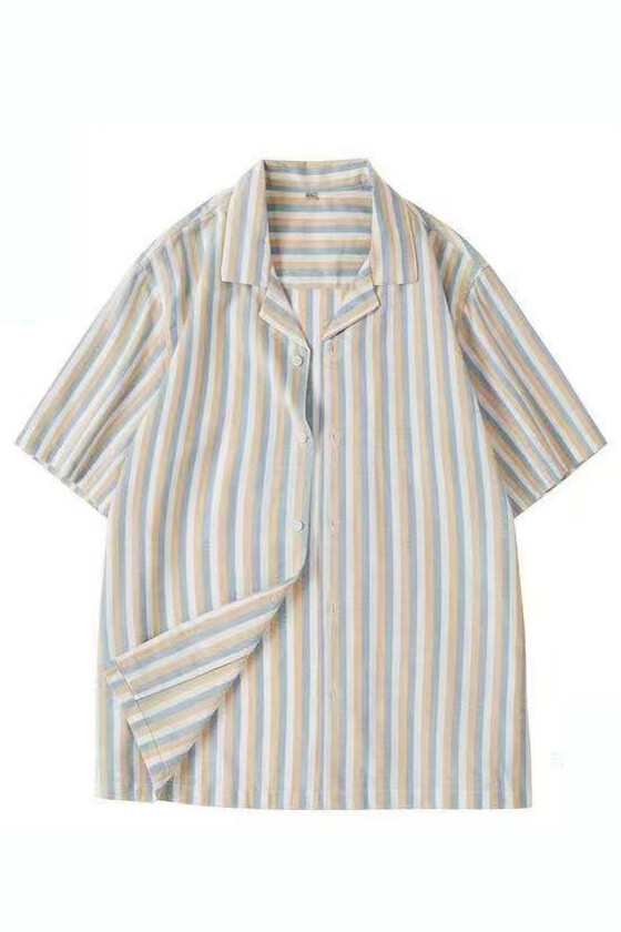 Wholesaler Mentex Homme - Men's short-sleeved shirt with tricolor stripes