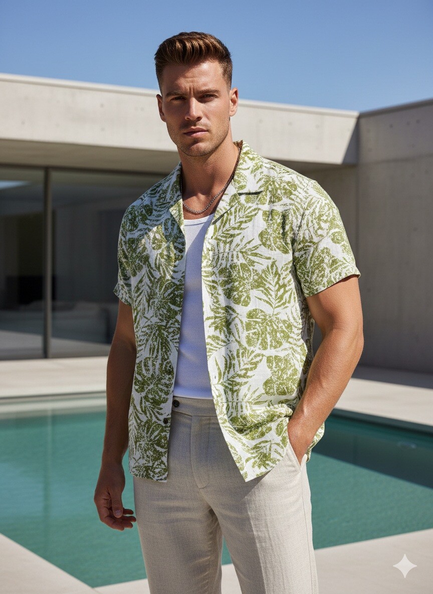 Großhändler Mentex Homme - Kurzärmelige Hemden mit Blumenmuster auf weißem Hintergrund