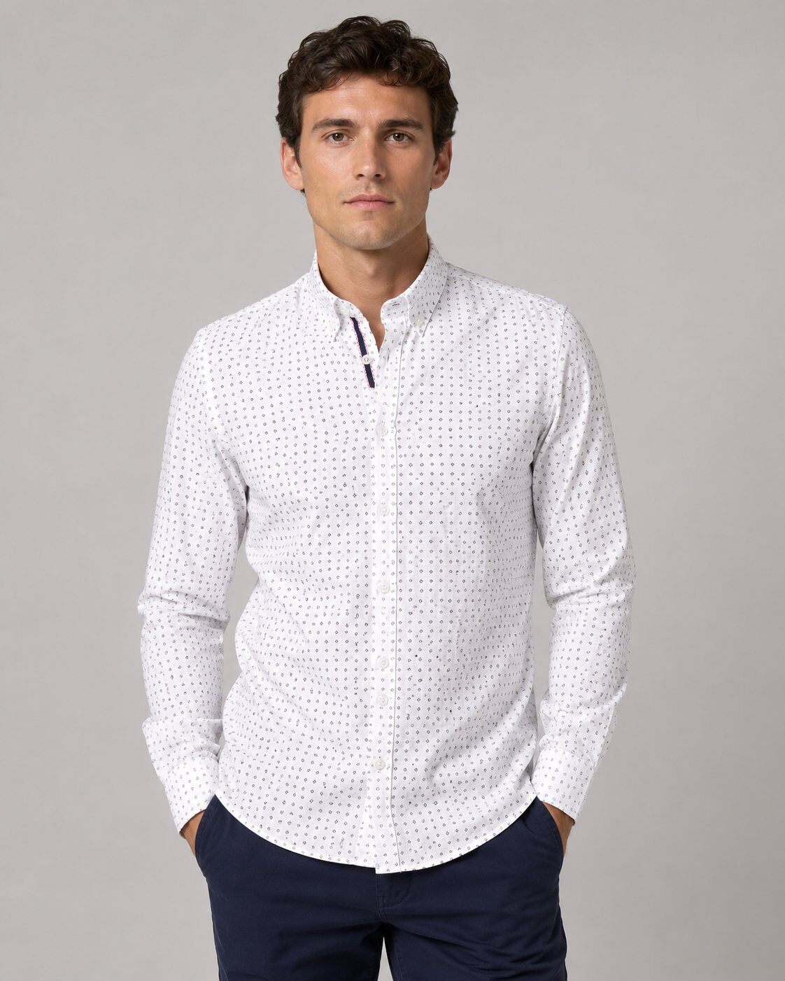Großhändler Mentex Homme - Weißes Hemd mit schickem Muster