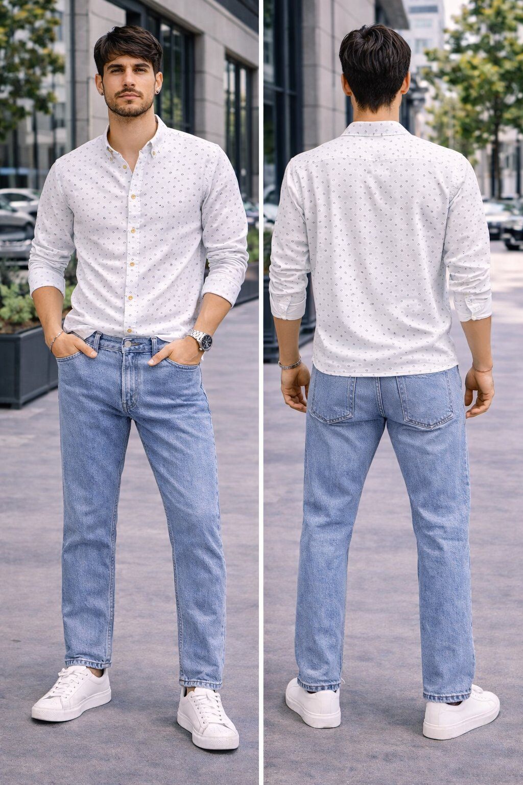 Wholesaler Mentex Homme - White Shirt with Chic Pattern