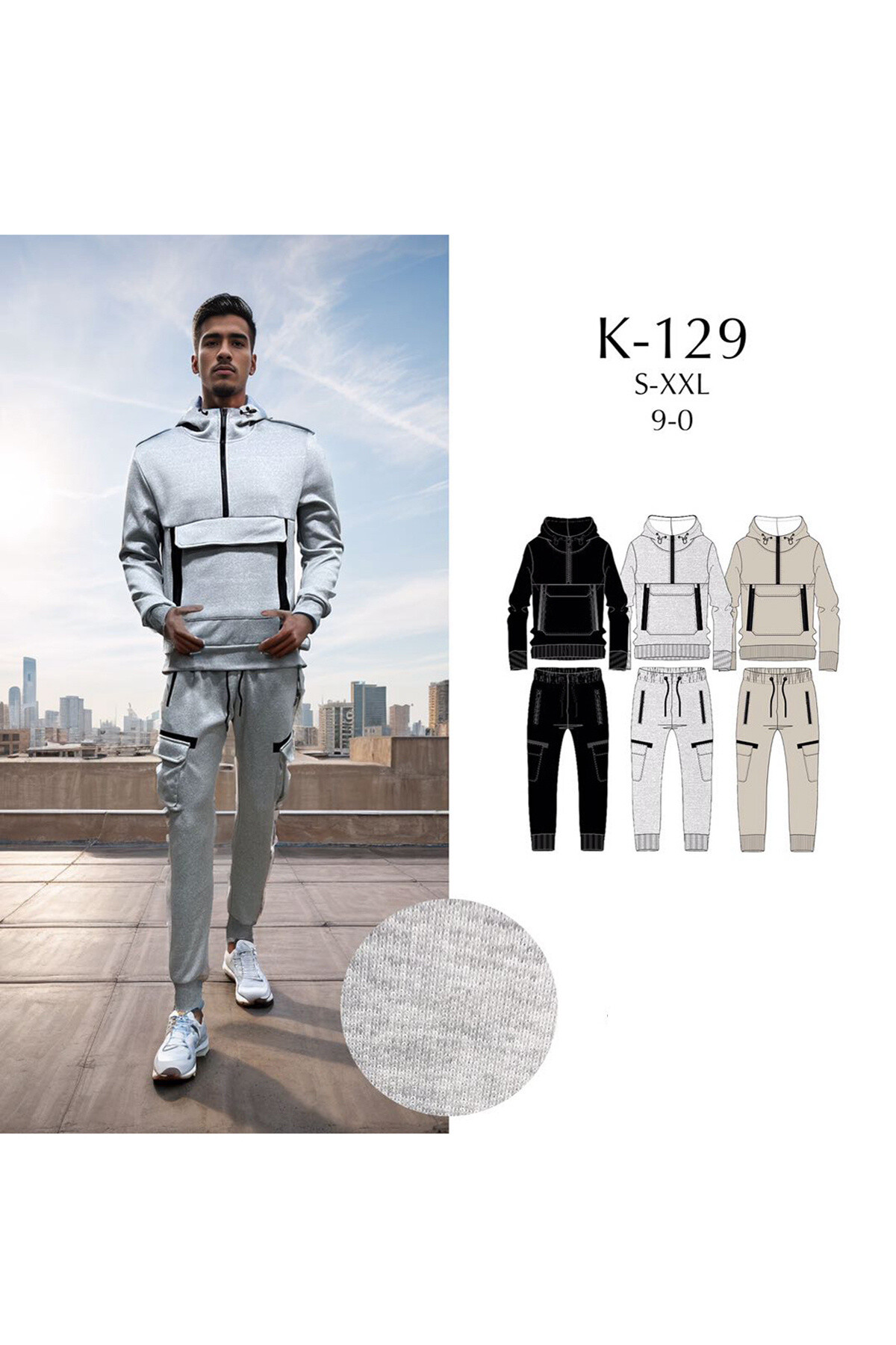 Grossista Mentex Homme - Set di felpa con cappuccio e pantaloni da jogging per uomo