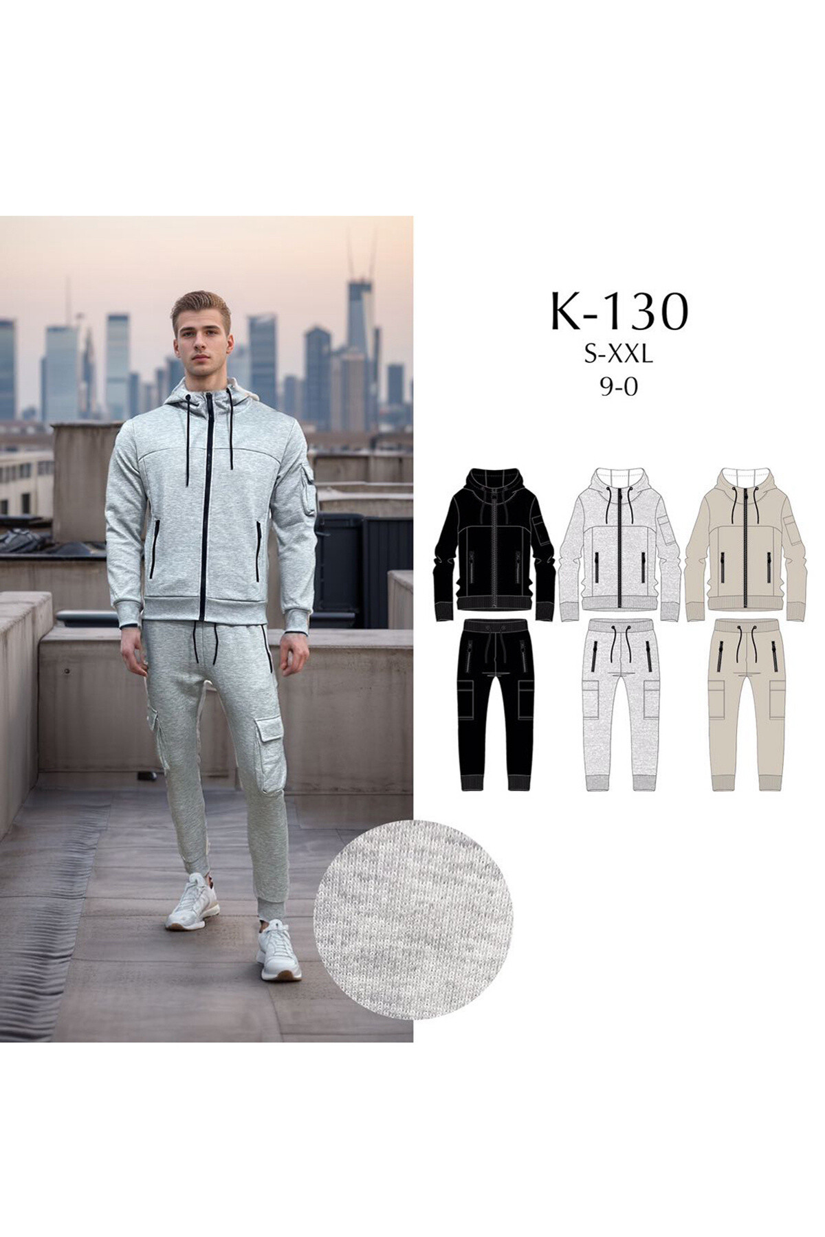 Grossista Mentex Homme - Set di felpa con cappuccio e pantaloni da jogging per uomo