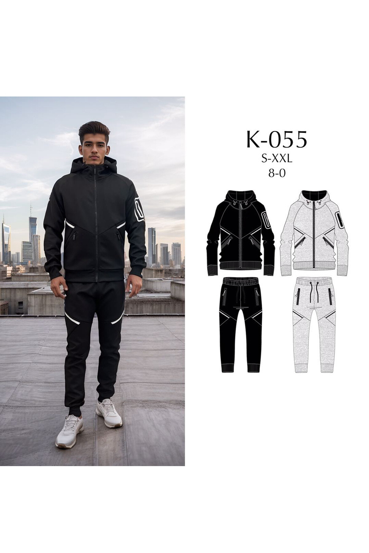 Grossista Mentex Homme - Set di felpa con cappuccio e pantaloni da jogging per uomo