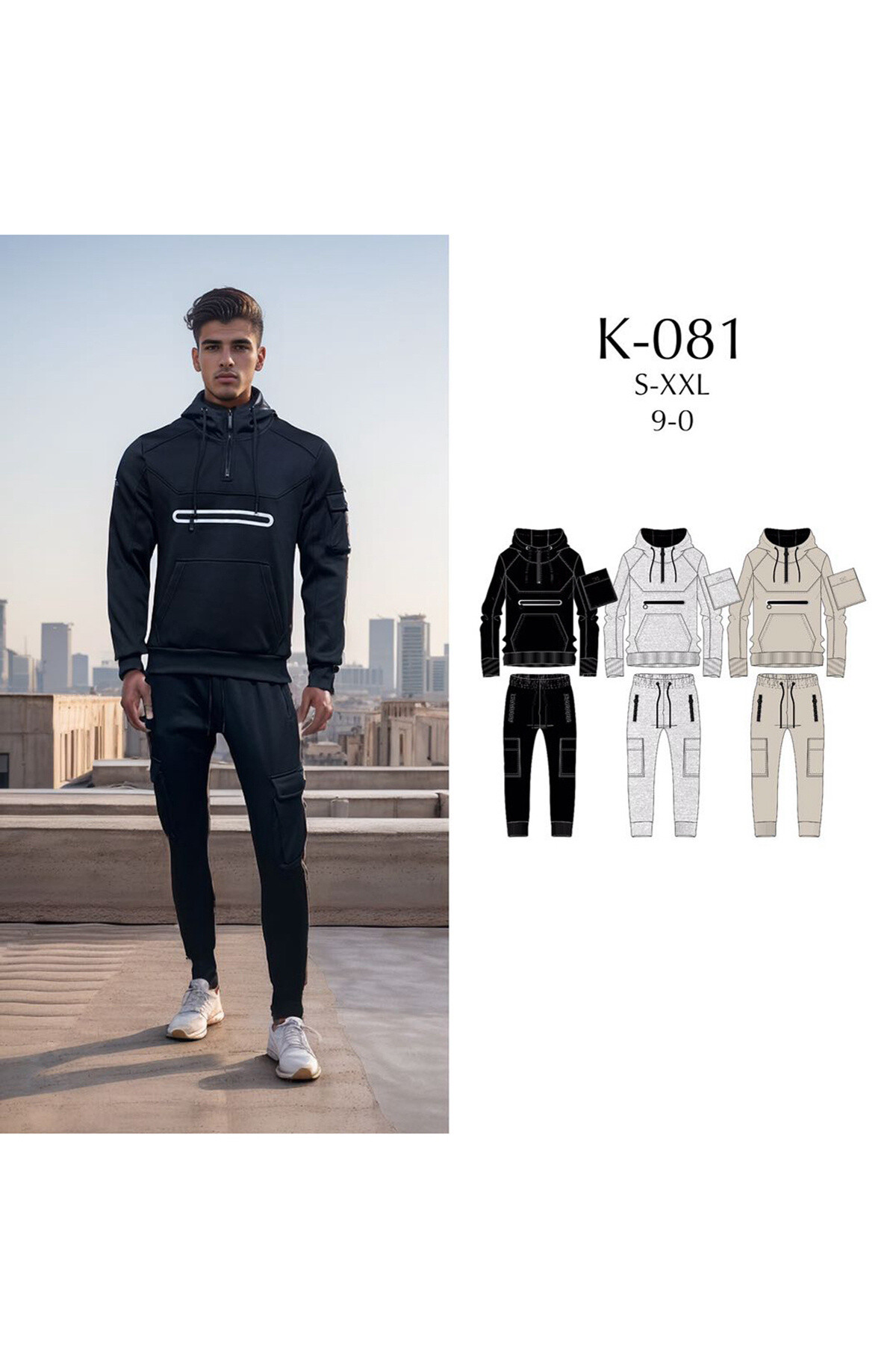 Grossista Mentex Homme - Set di felpa con cappuccio e pantaloni da jogging per uomo