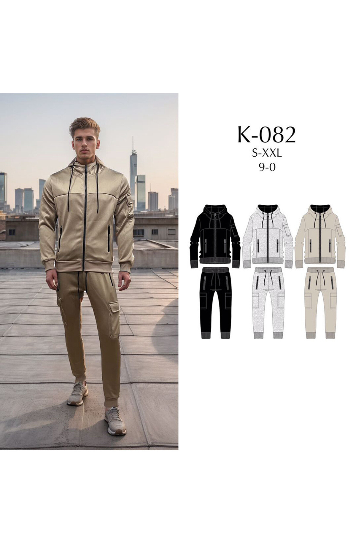 Grossista Mentex Homme - Set di felpa con cappuccio e pantaloni da jogging per uomo