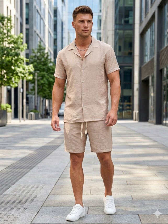Grossiste Mentex Homme - Ensemble uni homme uni chemisette et short