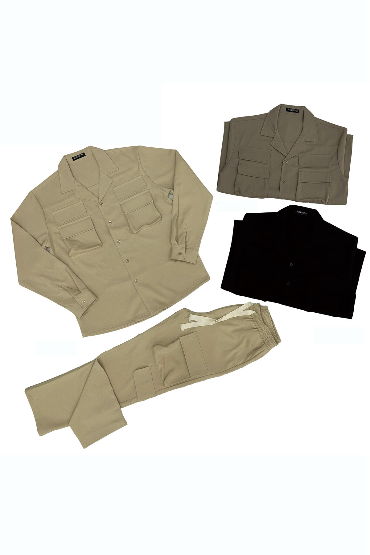 Wholesaler Mentex Homme - UNI set jacket and Multi-Poches Men's fine-pucked pants