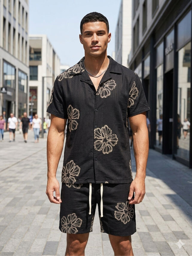 Grossiste Mentex Homme - Ensemble uni homme uni chemisette et short
