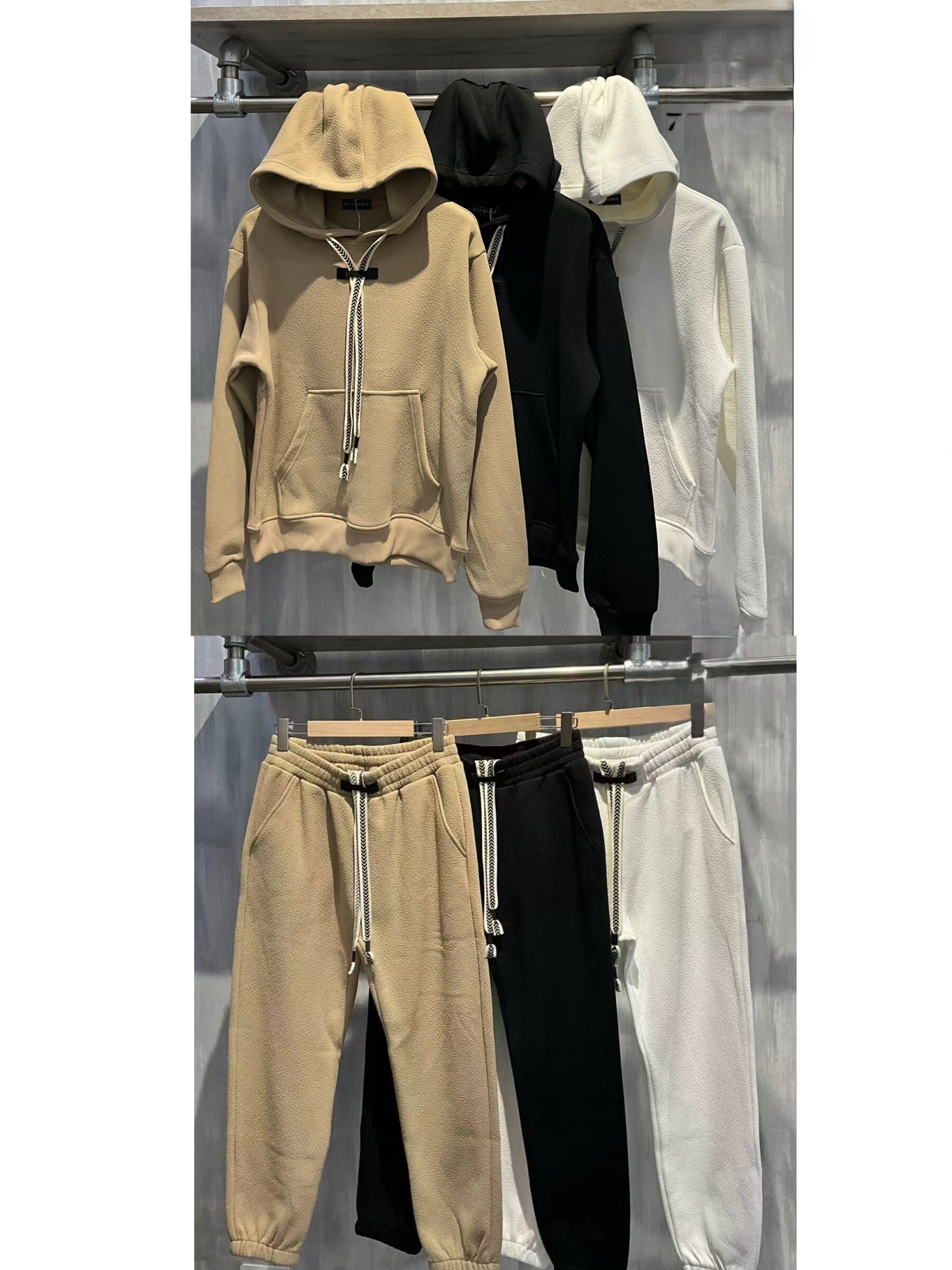 Wholesaler Mentex Homme - Men's solid hoodie set with drawstring