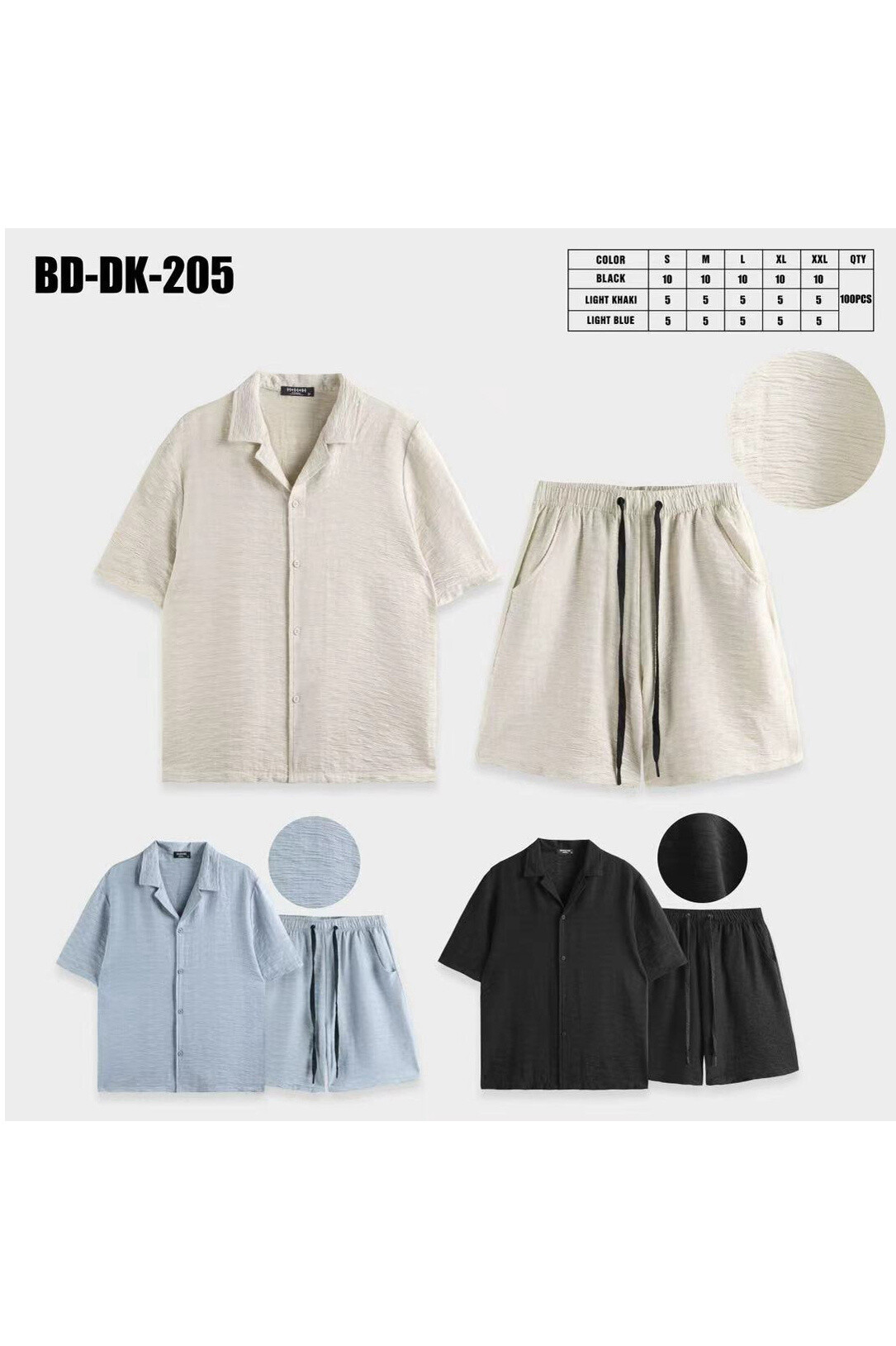 Grossista Mentex Homme - Camicia a maniche corte e pantaloncini single di single