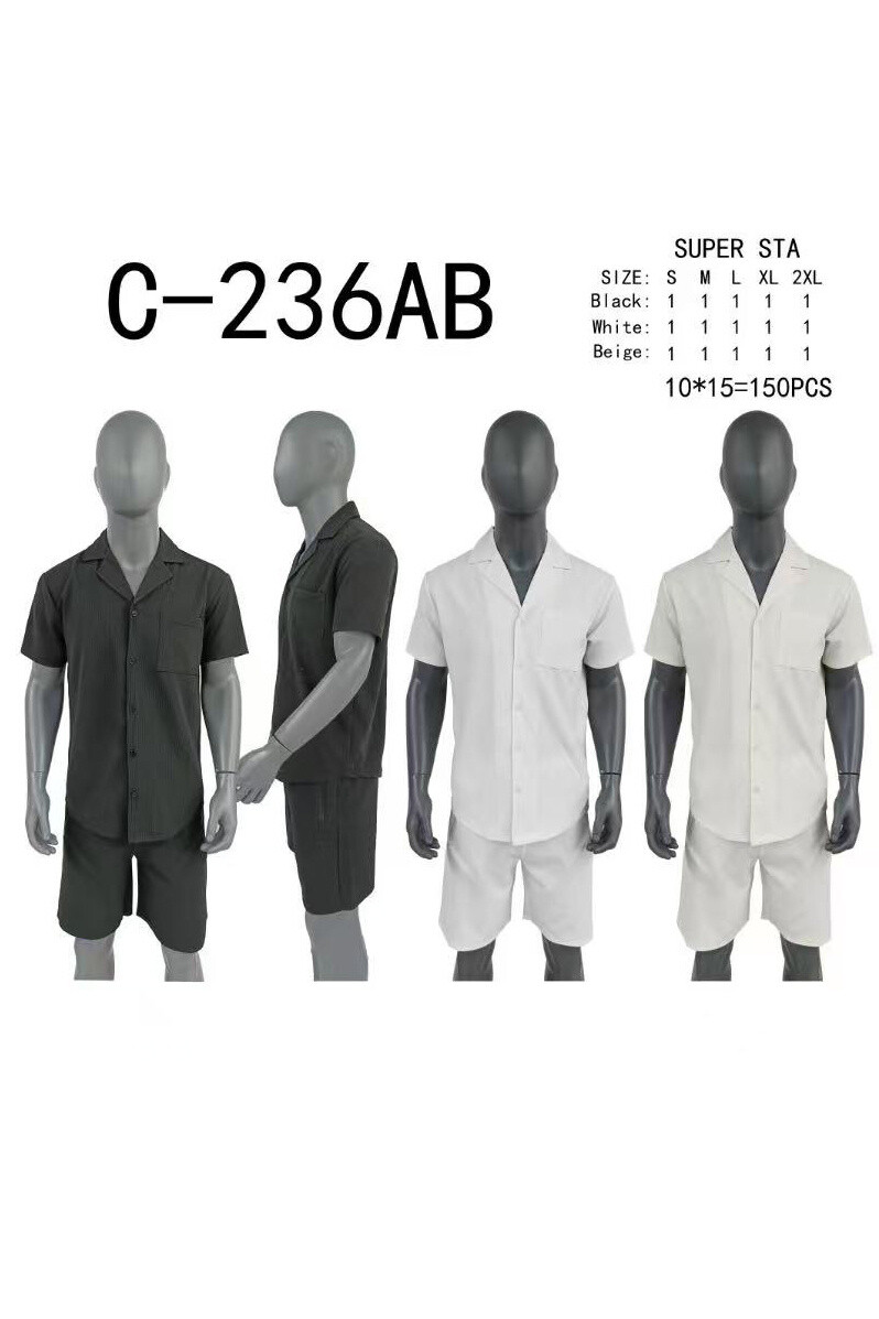 Grossiste Mentex Homme - ENSEMBLE HOMME CHEMISE ET SHORT SIMPLE UNI