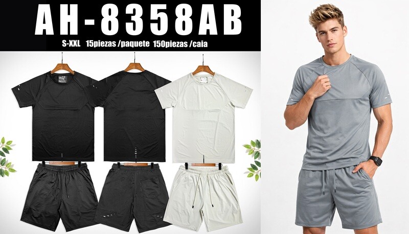 Grossiste Mentex Homme - Ensemble uni homme tshirts et short à matière respirante très confortable pour l'été