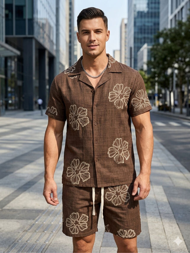 Grossiste Mentex Homme - Ensemble uni homme uni chemisette et short