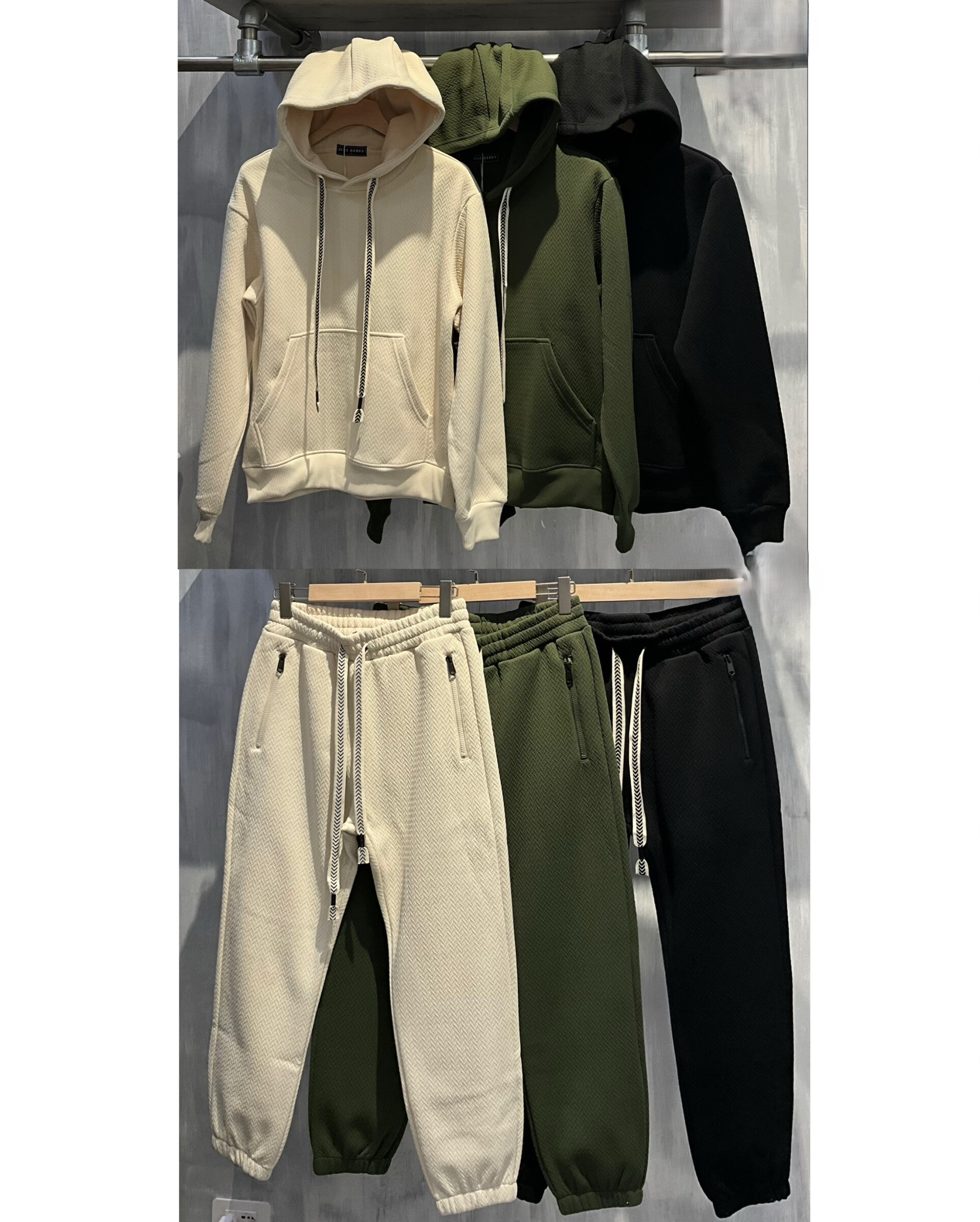 Wholesaler Mentex Homme - Men's solid hoodie set with drawstring