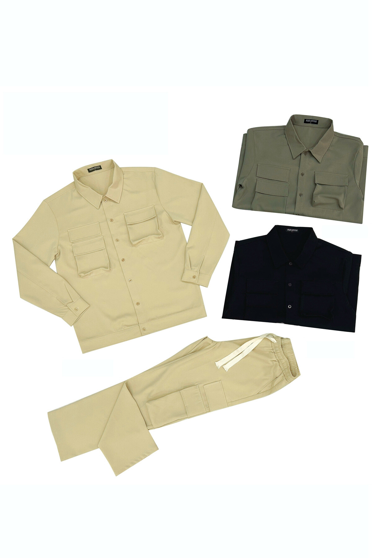 Wholesaler Mentex Homme - UNI set jacket and Multi-Poches Men's fine-pucked pants