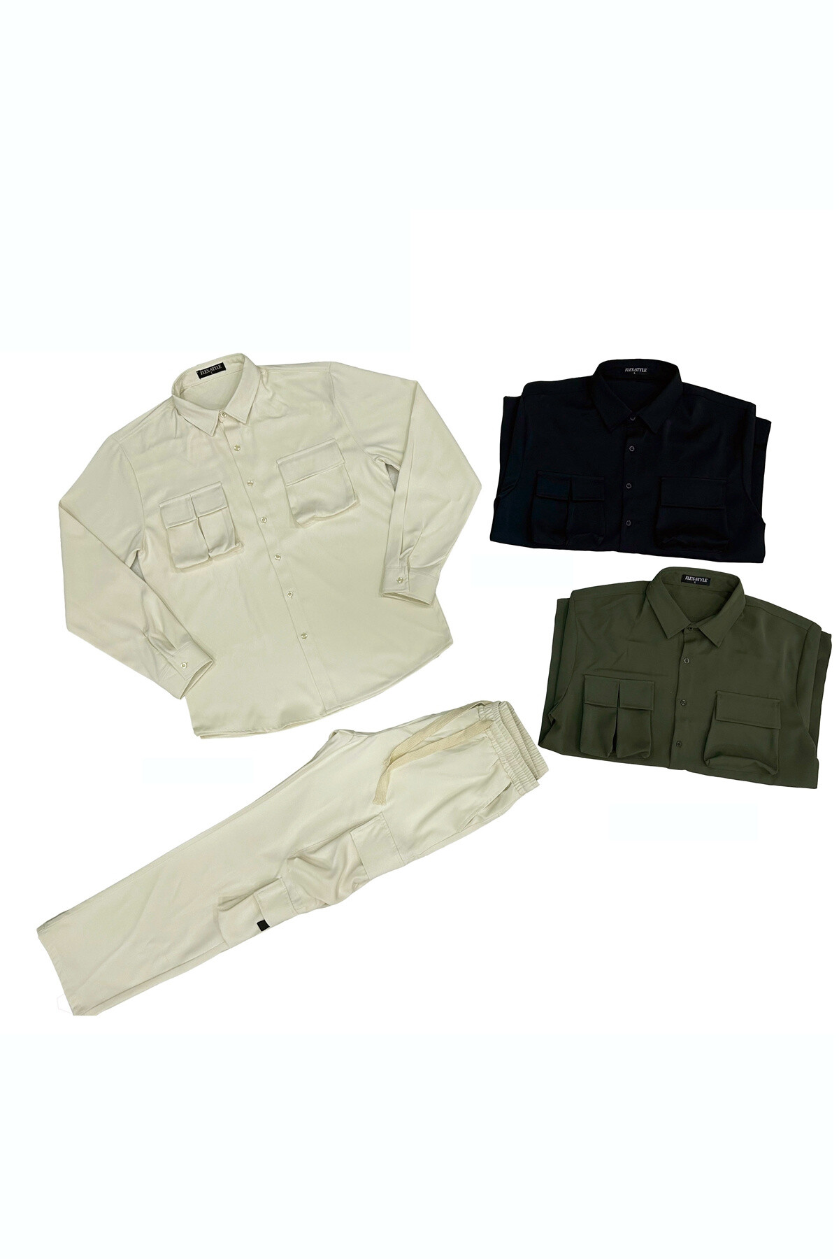 Wholesaler Mentex Homme - UNI set jacket and Multi-Poches Men's fine-pucked pants
