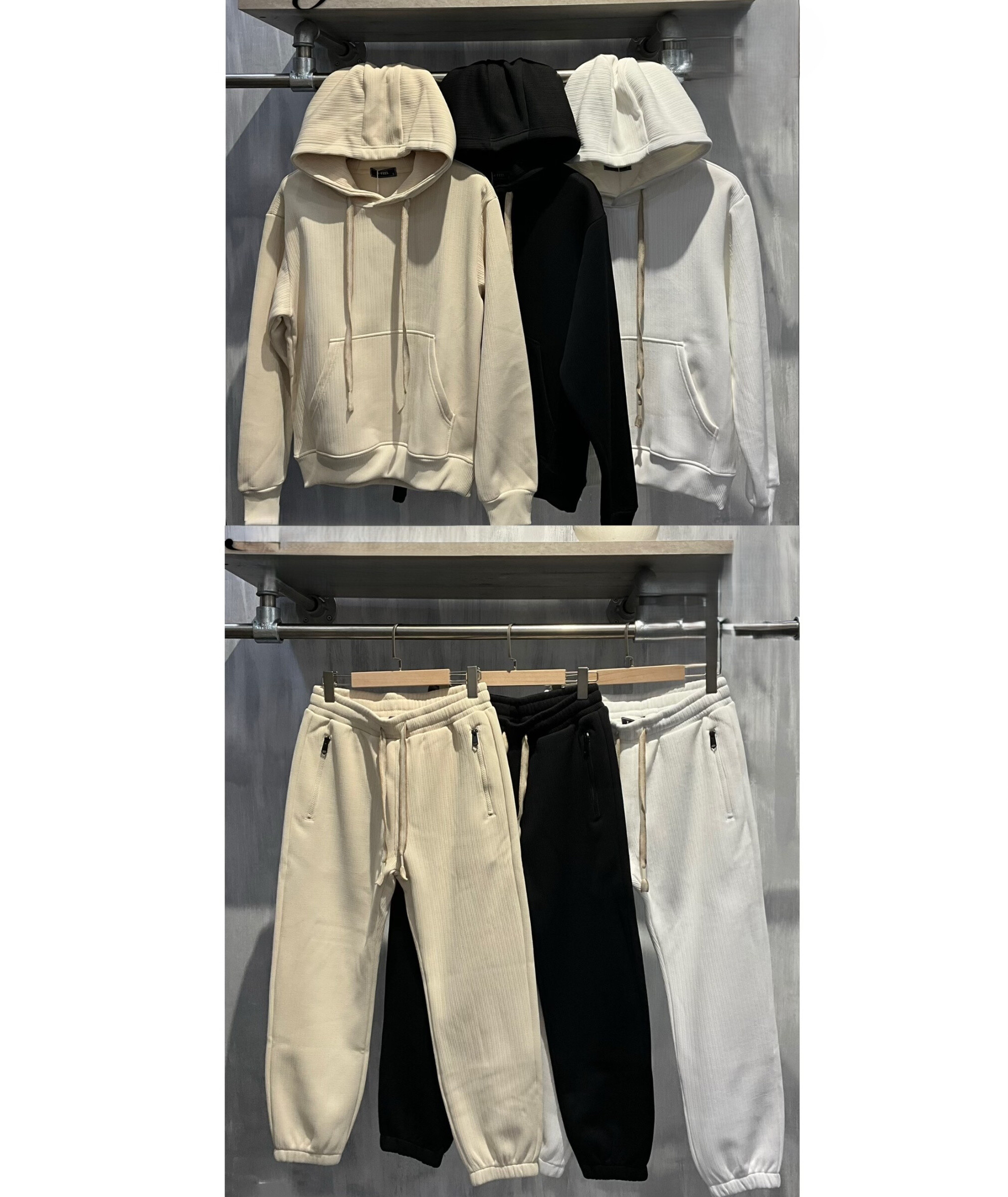 Wholesaler Mentex Homme - Men's solid hoodie set with drawstring