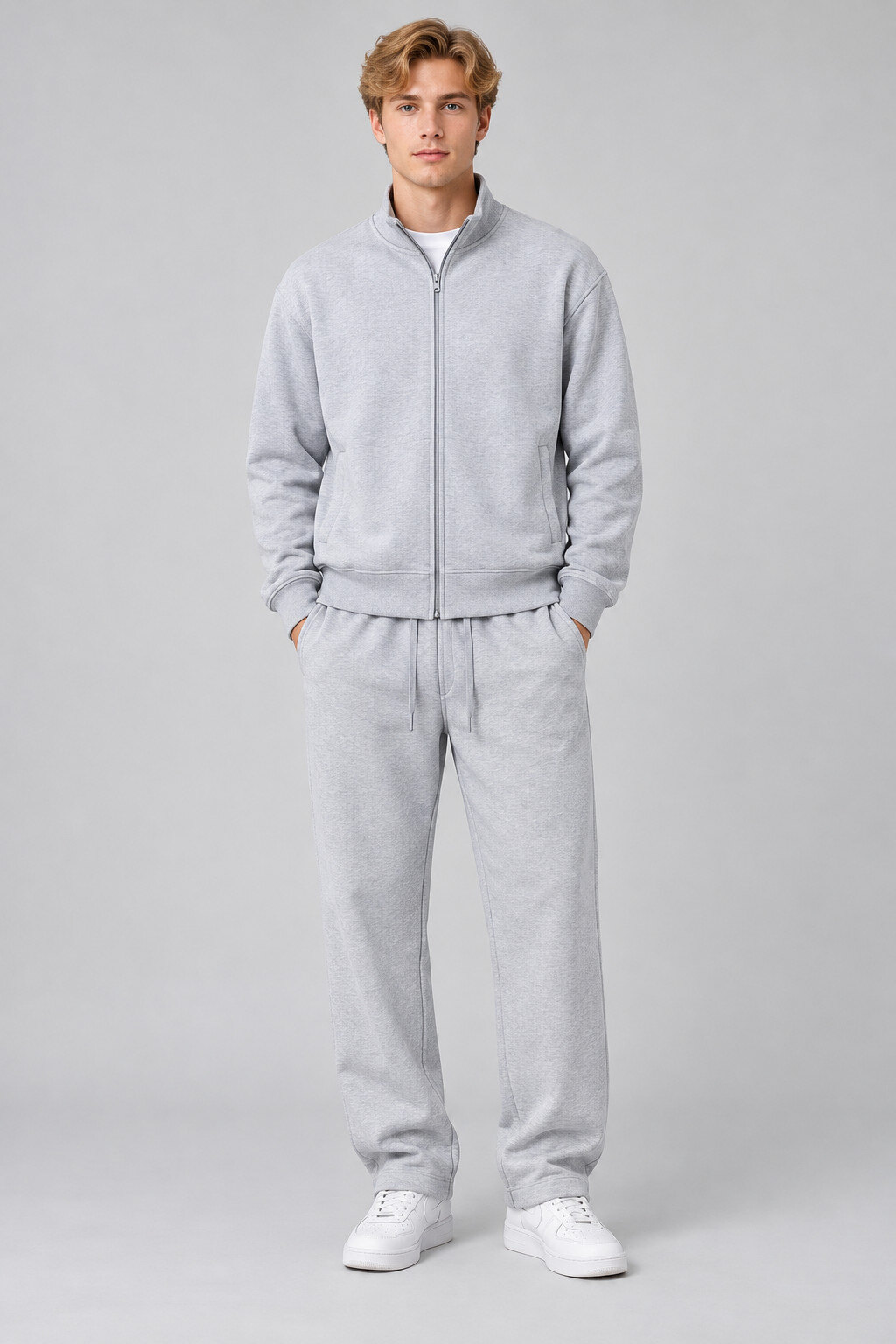 Großhändler Mentex Homme - Herren-Set mit einfarbigem Kapuzen-Cardigan mit Reißverschluss und Jogginghose