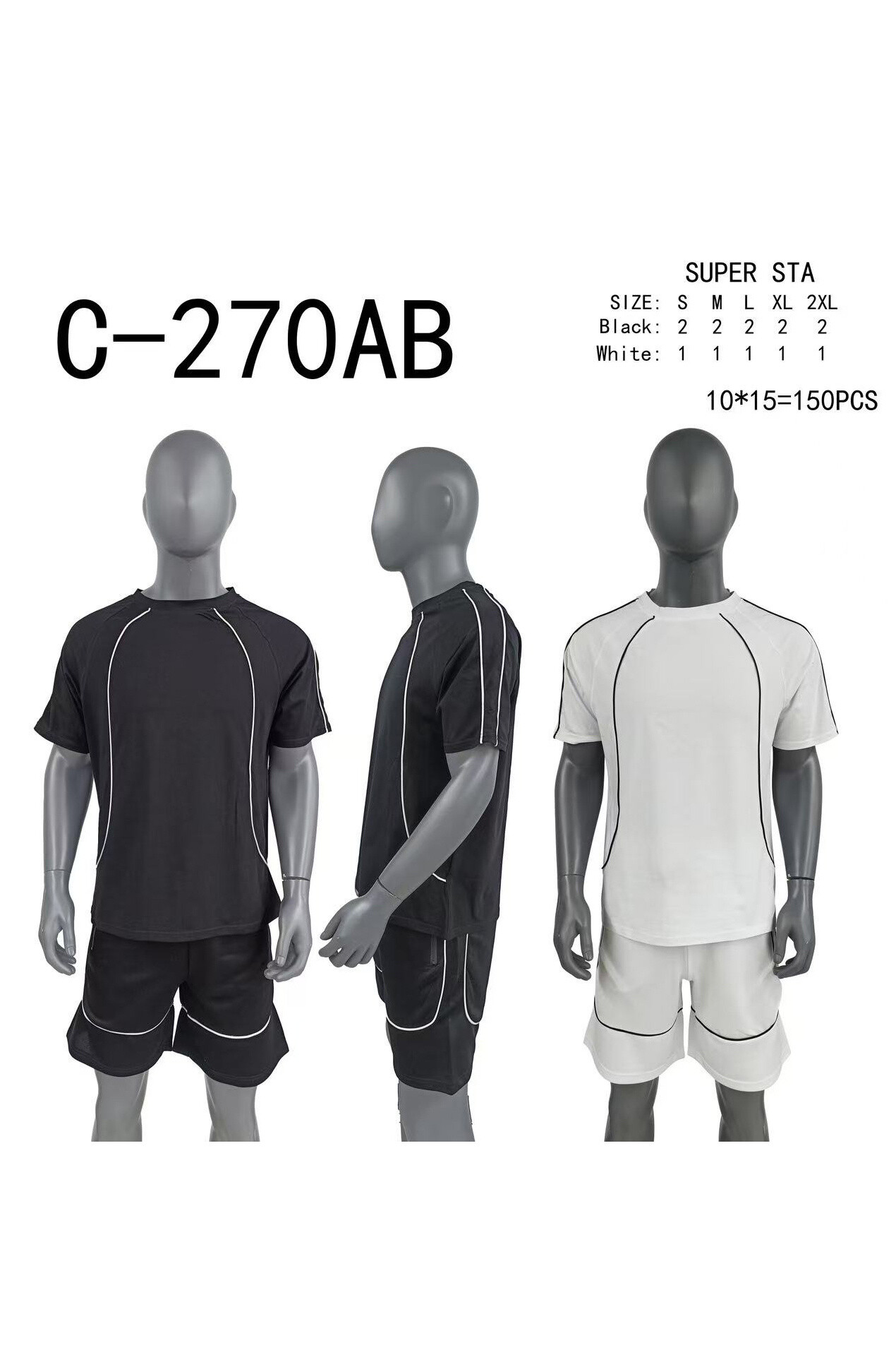Grossiste Mentex Homme - ENSEMBLE HOMME T-SHIRT ET SHORT SIMPLE AVEC RAYURE