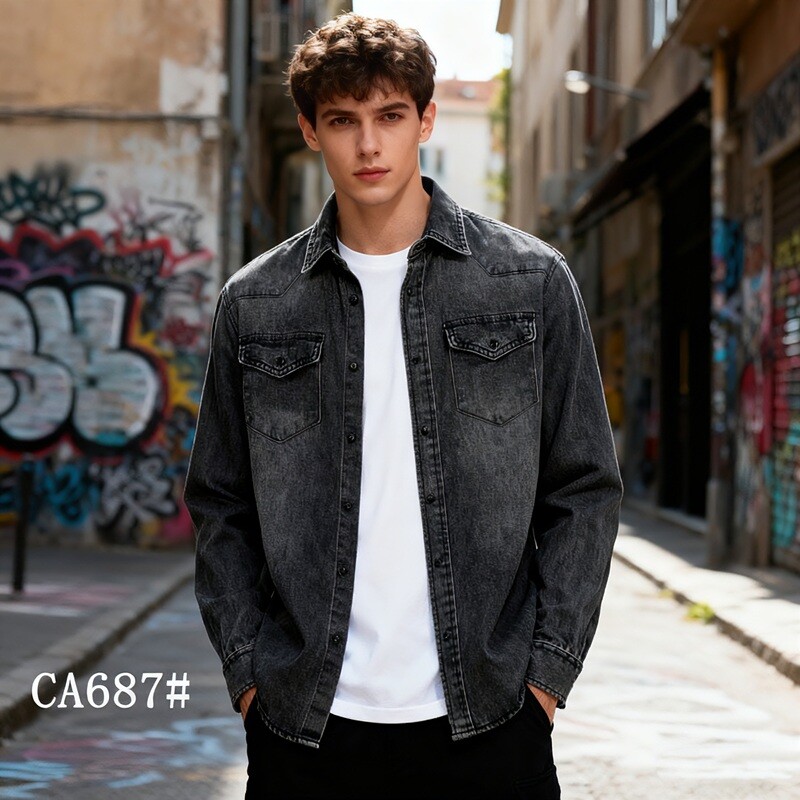 Großhändler Mentex Homme - Herren Jeansjacke in schlichtem Design mit Waschungseffekt