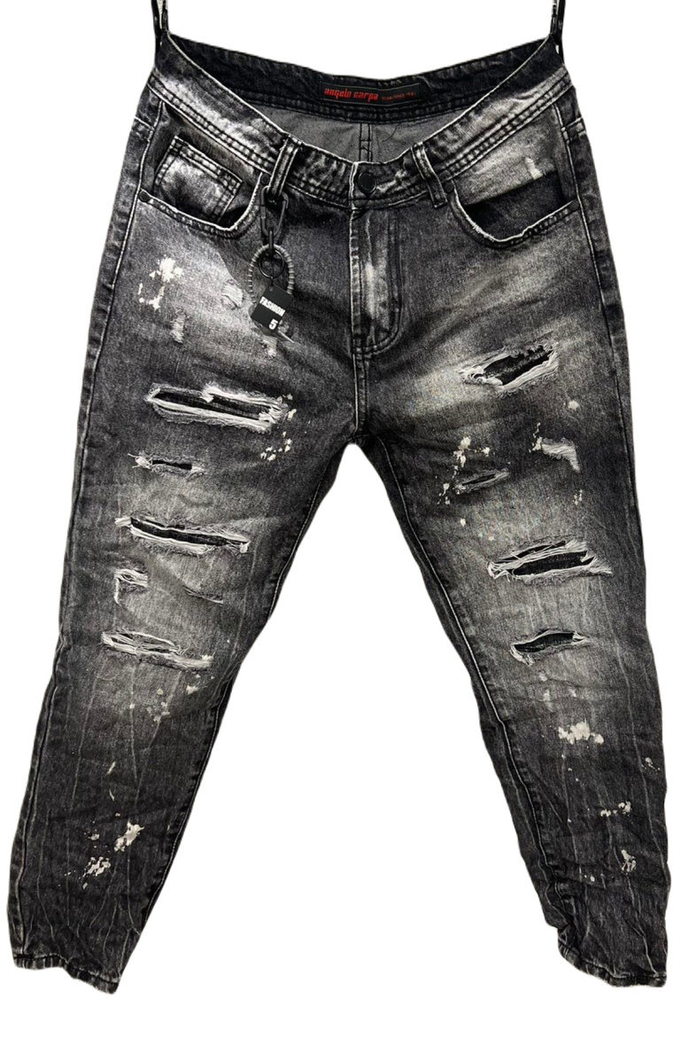 Mayorista Mentex Homme - Vaqueros de hombre grises con efecto desgastado y roto